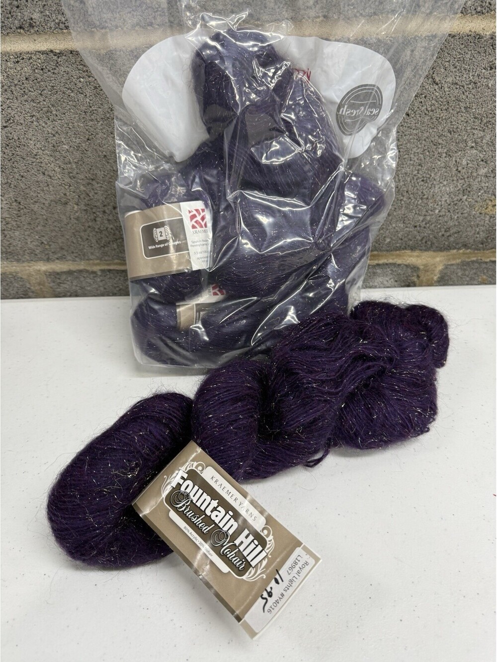 Kraemer Yarns Fountain Hill Brushed Mohair Shade Royal Lights 3 Skein Lot